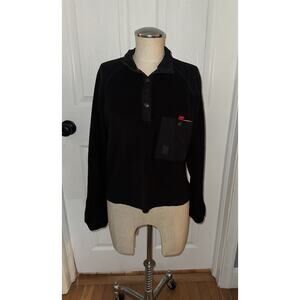 Topo Designs‎ Womens M Medium 1/4 Snap Fleece Pullover Sweatshirt Pocket Crop
